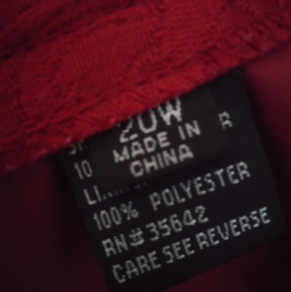 Red 2pc Skirt Suit Set Size 20W - Picture 7 of 9